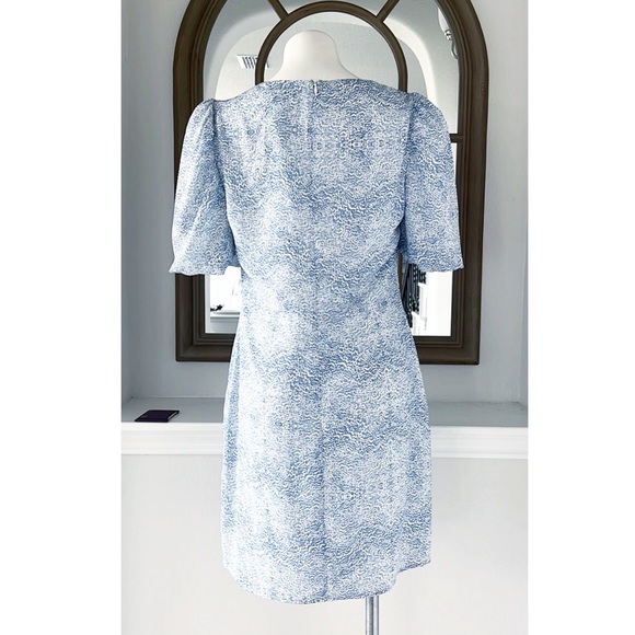 AS by DF Ischia Print Dress w/Puff Sleeves in Blue, Size M New w/Tag Retail $288 - Picture 8 of 11
